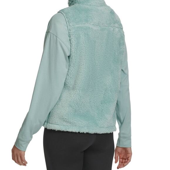 NWT Calvin Klein Performance Women's Fuzzy Sherpa Vest Jacket Green S - Picture 2 of 8